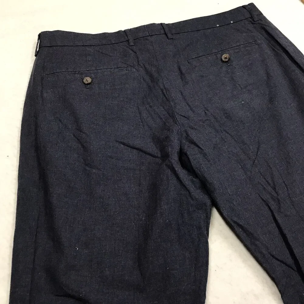 J CREW Thompson Pants Men 35x32 (36x29 actual) Navy Tapered Leg Chino Cotton